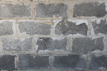 Wall built from large kerpich close-up