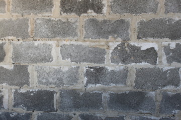 Wall built from large kerpich close-up