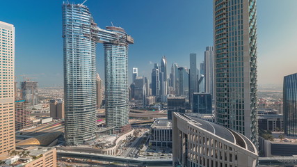 Fototapeta na wymiar Aerial view of new skyscrapers and tall buildings Timelapse