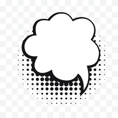 Speech bubble with halftone shadows in cartoon, comic style. Dialogue balloon. Vector template for social media, sale banners