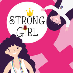 Girls cartoons of power and strong concept vector design