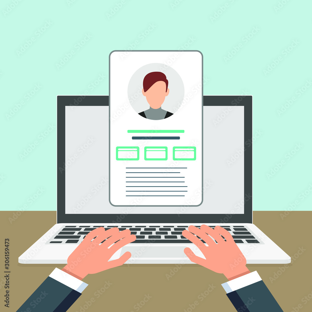 Poster login authentication concept on laptop screen. notebook and online login form. user profile