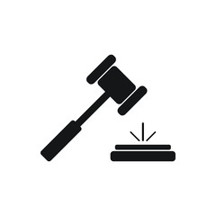 Judge or auction hummer. Flat style icon. Gavel symbol isolated on white background  for graphic and web design.Vector illustration