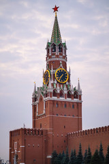 Fototapeta na wymiar Moscow Kremlin clock tower Spasskaya