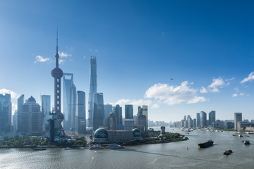 beautiful cityscape of shanghai in sunny morning