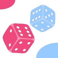 game dice in flight. Casino dice, icon, isolated on white, 3d object, red. Casino gambling.