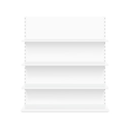 Store shelf for presentations on a grey background. Vector illustration. Can be use for template your design, promotion, advertising. EPS10.	