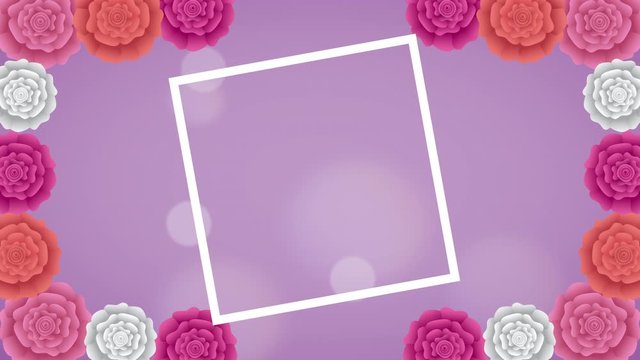 diamond frame with beautiful roses garden