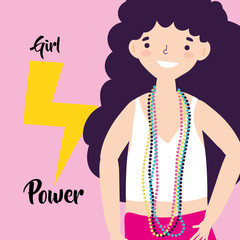 Girl cartoon of power and strong concept vector design