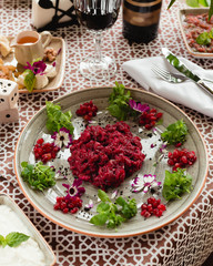 beetroot salad with pomegranate and herbs