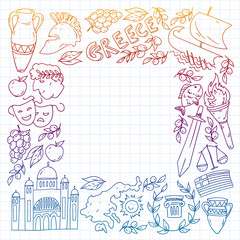 Travel to Greece elements. Greece symbols for magazines, web, tourism