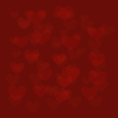 red heart shape on red background, blurred image illustration. valentine backdrop concept