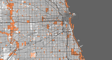 Detailed map of Chicago, USA