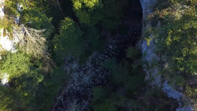 Aerial shot over a cliff edge at Nanos Hill, Ilirska Bistrica, Slovenia