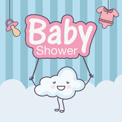 baby shower cute cartoon cloud with inscription