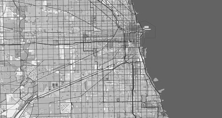 Detailed map of Chicago, USA - obrazy, fototapety, plakaty