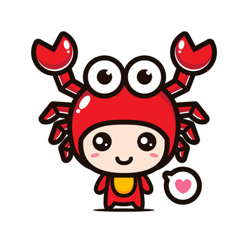 cute crab mascot vector design