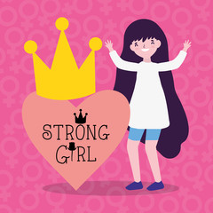 Girl cartoon of power and strong concept vector design