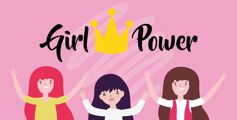 Girls cartoons of power and strong concept vector design