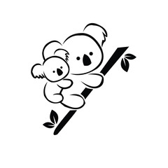 koala icon climbing bamboo with cubs