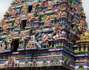 Colorful hindu temple in Victoria, Mahe, Seychelles