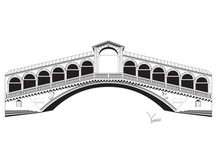 Venice bridge vector black and white icon in flat style isolated on white background.