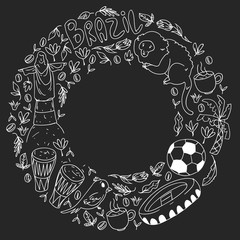 Rio de janeiro Brazil. Vector pattern with national symbols.