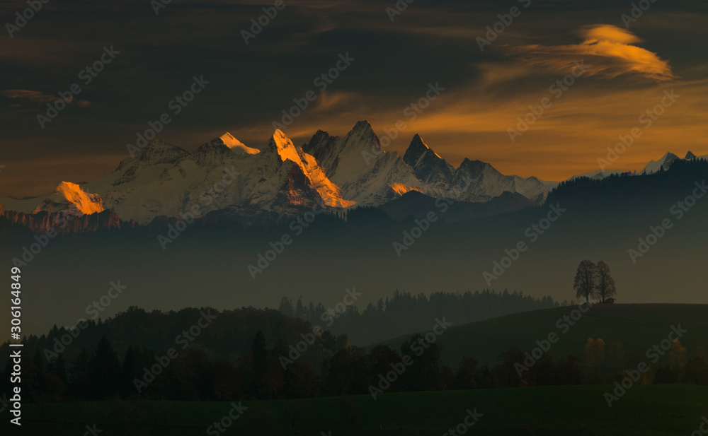 Wall mural Swizerland Canton Luzern view mountain from Wolhusen