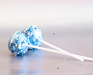 Blue themed cake pops for boys birthday
