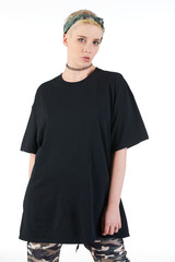 Blank t-shirt mock-up - Cool streetwear fashion girl ready for your design