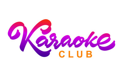 Karaoke Club logo on white background. Banner, night karaoke billboard. Vector illustration. 