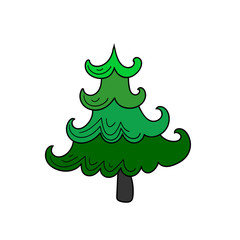 Stylized spruce tree. Colorful image for cards, poster, scrapbook design. Vector illustration