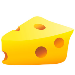 Fototapeta premium Color image of cartoon cheese on white background. Food stuff. Vector illustration.