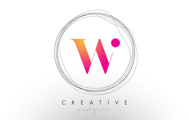 Artistic W Letter Logo Design With Creative Circular Wire Frame around it