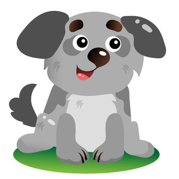 Color image of cartoon dog on white background. Pets. Vector illustration for kids.