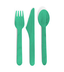 Eco friendly wooden cutlery - Plastic free concept - Green