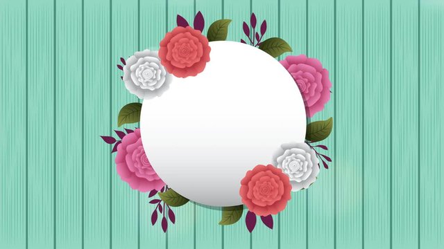 circular frame with beautiful roses garden