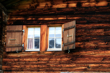 Window of an wooden hut in Swizerland