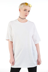 Blank t-shirt mock-up - Cool streetwear fashion girl ready for your design