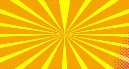 Vintage colorful comic book background. Orange Pink blank bubbles of different shapes. Rays, radial, halftone, dotted effects. For sale banner empty Place for text 1960s. Copy space vector eps10.