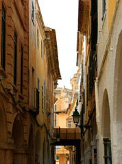 Fototapeta na wymiar Alley of an old village (Ciutadella de Menorca, Menorca, Spain)