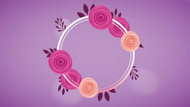 circular frame with beautiful roses garden