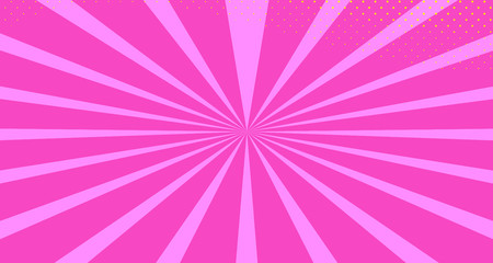 Obraz premium Vintage colorful comic book background. Orange Pink blank bubbles of different shapes. Rays, radial, halftone, dotted effects. For sale banner empty Place for text 1960s. Copy space vector eps10.