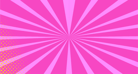 Obraz premium Vintage colorful comic book background. Orange Pink blank bubbles of different shapes. Rays, radial, halftone, dotted effects. For sale banner empty Place for text 1960s. Copy space vector eps10.