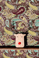 funny wooden reindeer head.