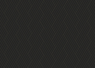 Seamless pattern. Dark and gold texture. Repeating geometric background. Striped hexagonal grid. Linear graphic design