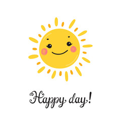 T-shirt Print Design for Kids with Little Cute Smiling Sun Icon and 