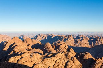 Amazing Sunrise at Sinai Mountain, Beautiful dawn in Egypt, Beautiful view from the mountain	