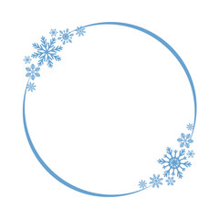 Shiny snowflake circle frame for christmas and new year party greeting card decor. Isolated vector symbol