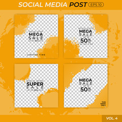 yellow and orange banner transparent editable social media post discount sale templates bundle set for digital marketing and internet marketing. banners social media post. vector EPS 10.